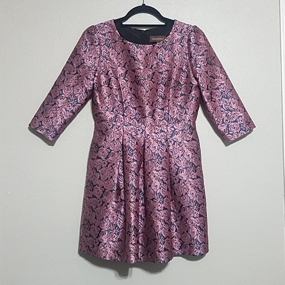 DAN MUNIER Floral Brocade Party Dress w/ Pockets